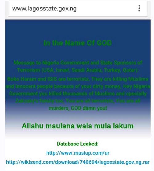 Lagos State Government Website Hacked By Muslims, Read Their Message To Nigerians (PHOTO) 1