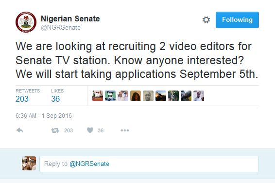 Nigerian Senate Announces Recruitment...See How to Apply