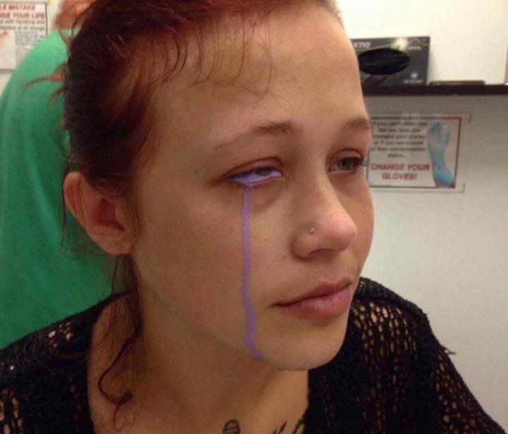 Horror: Beautiful Model Left Crying Purple Tears After Getting a Tattoo on Her Eyeball (Graphic Photos)