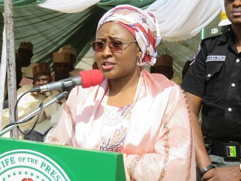 Wife of the President, Aisha Buhari Spotted Inside a Keke Napep (Photos) 