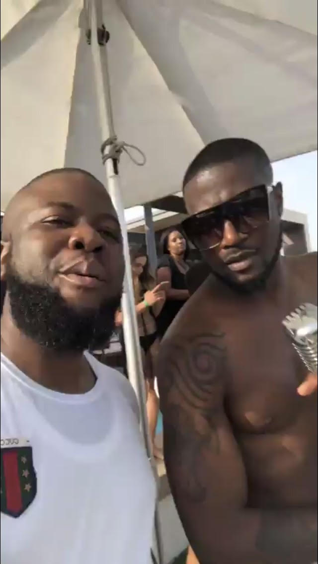 Instagram Millionaire, Hushpuppi Parties With Peter Okoye In Dubai,Washes His Feet With Expensive Champagne (Photos)