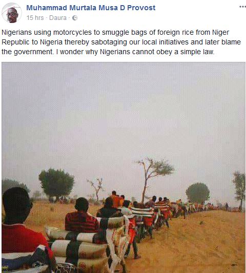 Image result for Nigerians using motorcycles to smuggle rice from Niger Republic