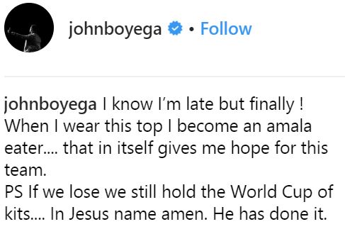 "I Feel Like Eating Amala Anytime I Put This On" - Actor, John Boyega Rocking Nigeria Jersey %Post Title