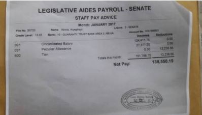 Documents Confirm Senate Paid Wife Of Saraki's Aide Over N150k Salary Monthly For Doing Nothing %Post Title
