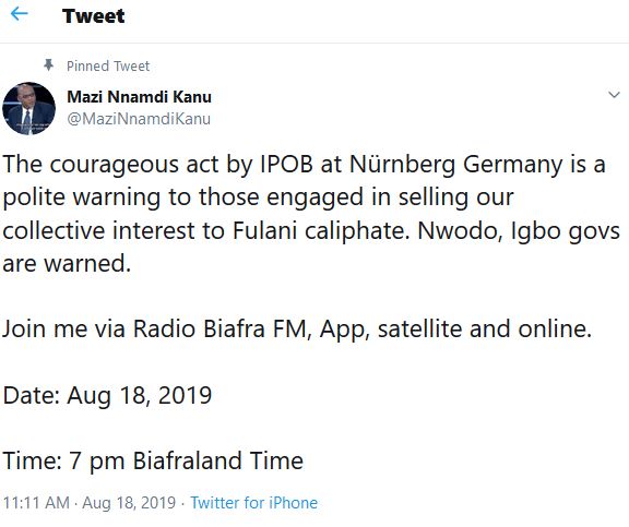 Nnamdi Kanu Reacts To The Attack On Ekweremadu By IPOB Members In Germany 