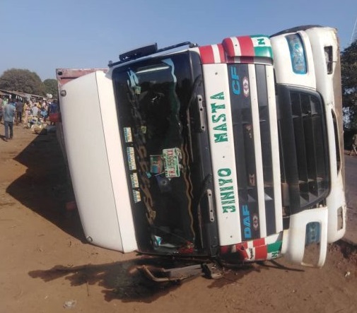 container truck crashes
