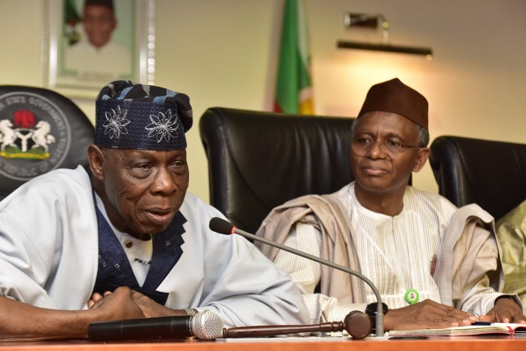 Olusegun Obasanjo and Nasir el-Rufai, governor of Kaduna