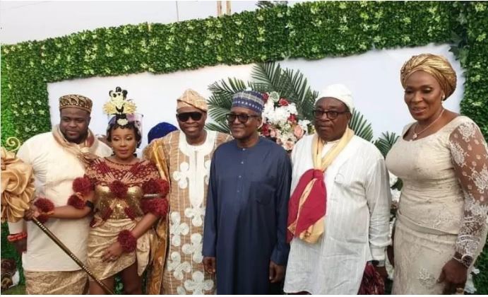 Aliko Dangote at Adewale Adeleke's wedding in Calabar