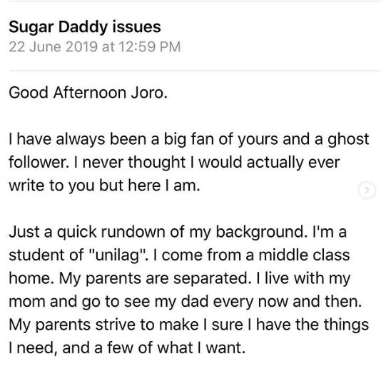 UNILAG Girl Recounts Experience With Lagos Sugar Daddy