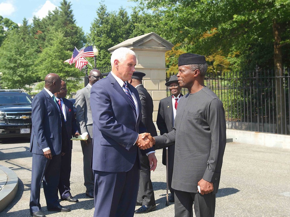 VP, Osinbajo Visits White House, Meets His US Counterpart Mike Pence