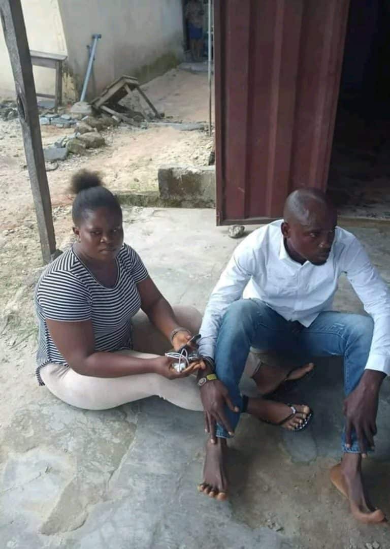 The woman caught alongside her boyfriend in Delta state