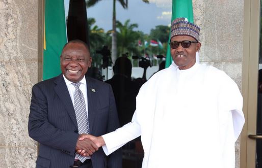 President Cyril Ramaphosa of South Africa and President Muhammadu Buhari of Nigeria  