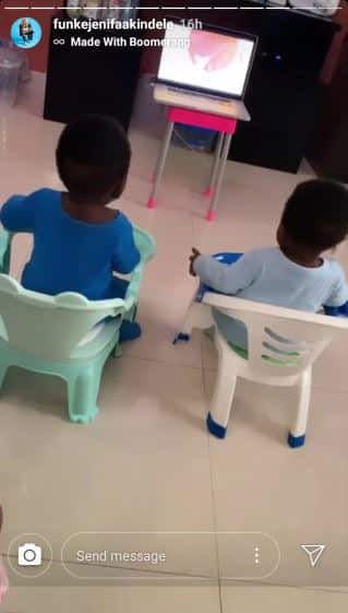 Funke Akindele's twin sons