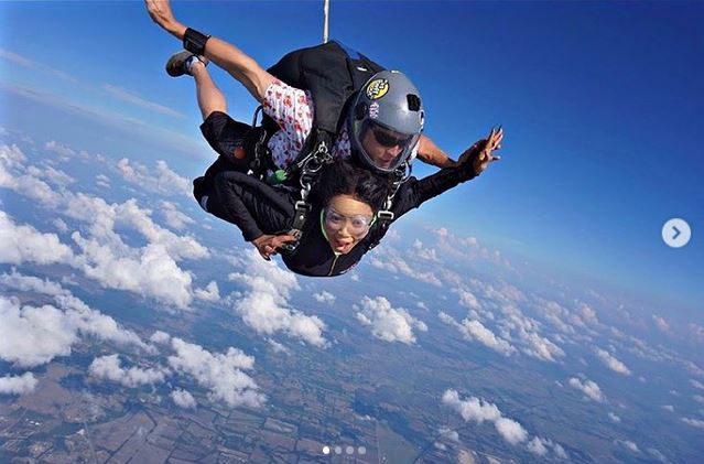 Nina enjoys skydiving experience