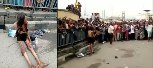 naked woman on Lagos road