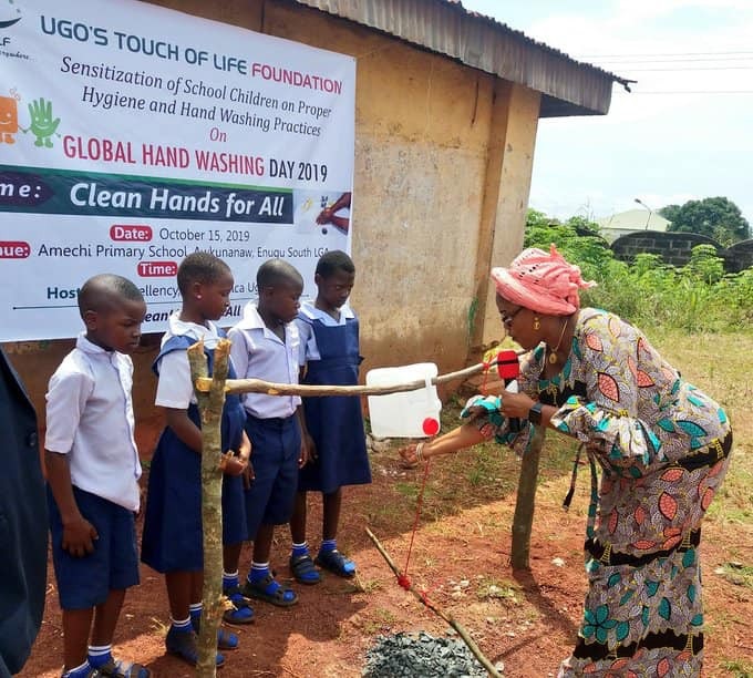 Enugu First Lady commissions tippy taps for primary school pupils