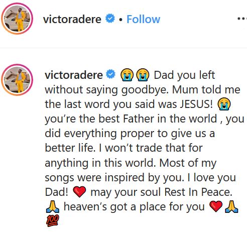 Victor AD's father dies