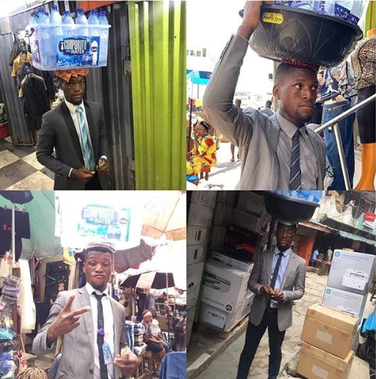 Pictures Of This Corporately Dressed Bottle Water Seller In Lagos 