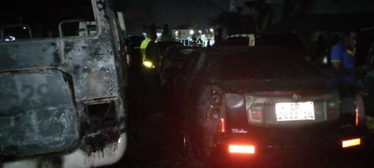 Cars burnt by fire