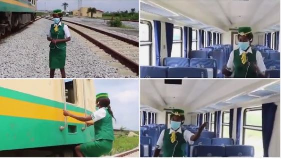 The train is fitted with movie screens and air conditioners