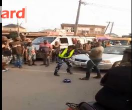 The soldier beating the policewoman in public