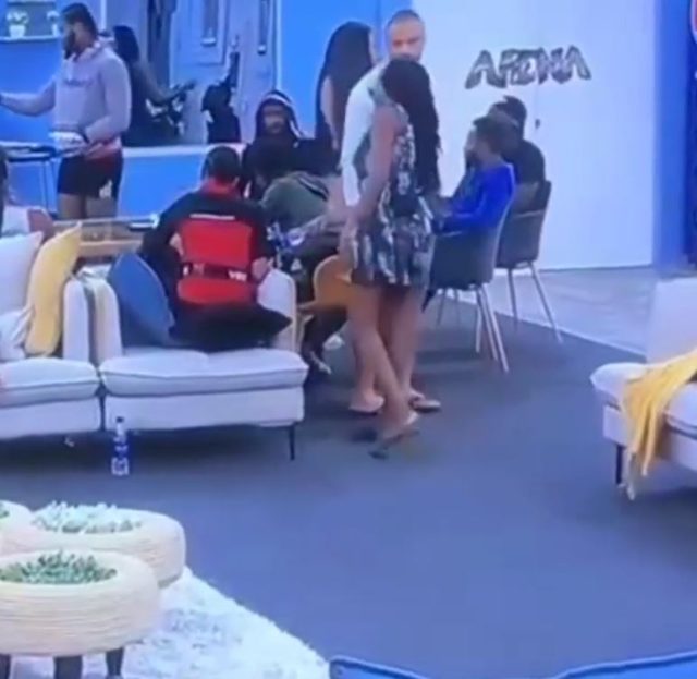 BBNaija housemates in rowdy session