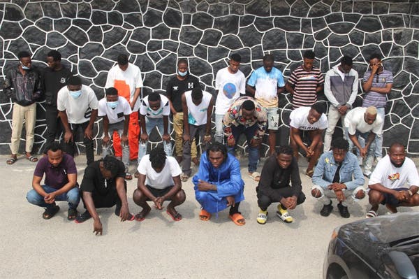 The suspected fraudsters arrested by EFCC