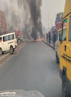 Scene of the incident where Okada riders and police clashed in Lagos