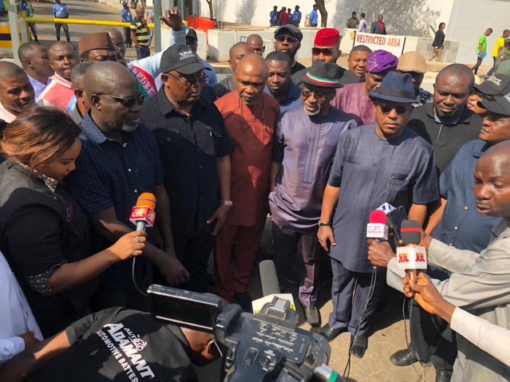 PDP leaders protesting at EU and French embassies