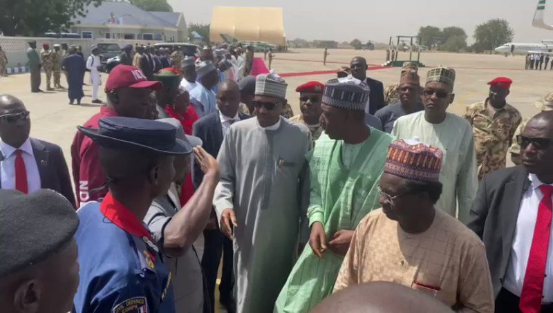President Muhammadu Buhari in Maiduguri today