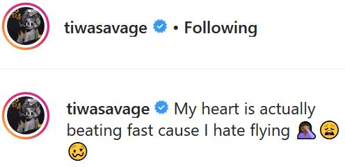 Tiwa Savage claims – I Hate Flying