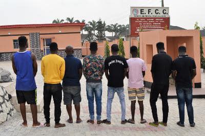 The suspected internet fraudsters arrested in Ibadan