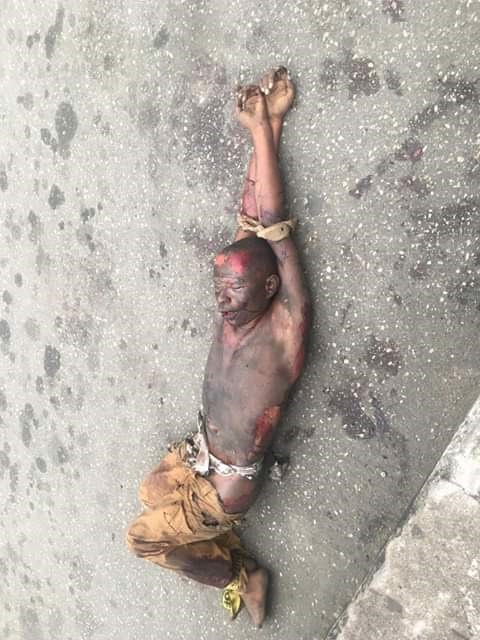The corpse of the suspected criminal