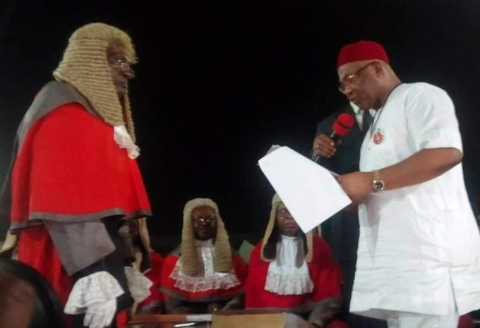 Hope Uzodinma being sworn-in as Governor of Imo state