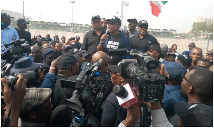 PDP members protesting in Abuja