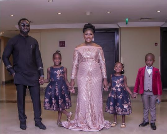 Mercy Okojie and her family at her movie premiere