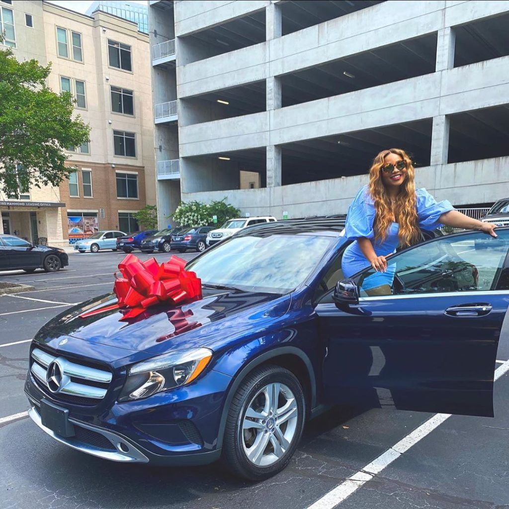 Adenike Adeleke shows off her new car gift
