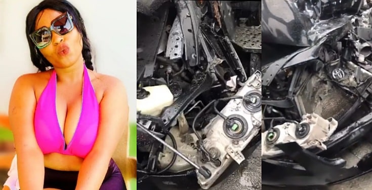 The woman was left in tears after her car was destroyed