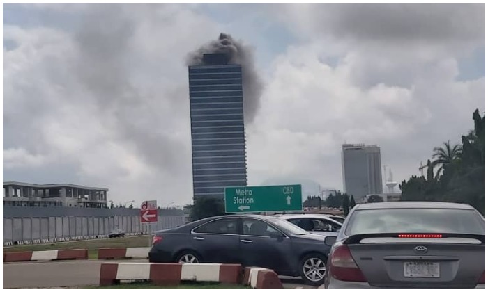 Abuja World Trade Centre currently on fire
