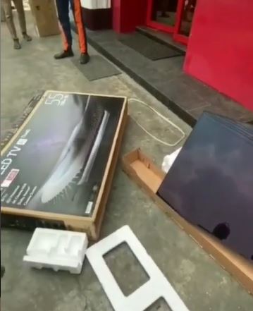 The damaged television