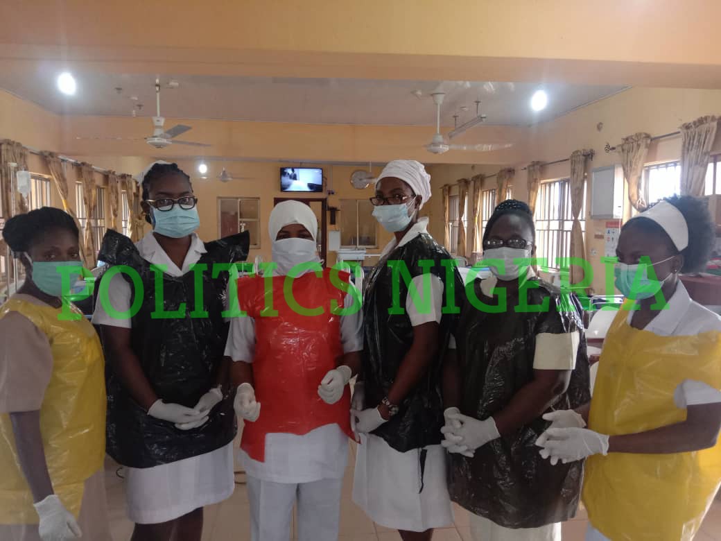 Nurses wearing polythene bags in Ogun state to treat covid-19 patient