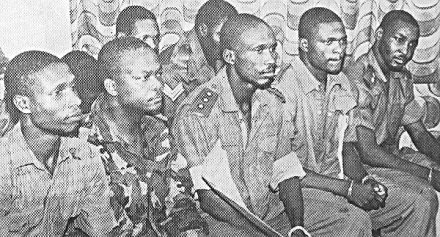 Capt. Harley Empere, Major Gideon Orkar, Capt. Perebo Dakolo, Lt. Cyril Ozoalor, and Lt. Nicholas Odeh at their trial
