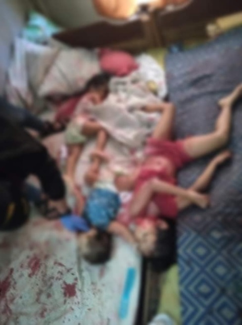 The woman stabbed her own children to death