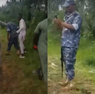 Police man shoots ground after receiving hot slaps from civilian