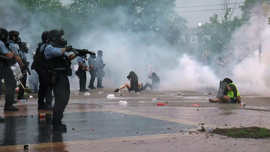 Protesters clash with police in US