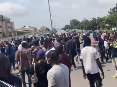 Youths protesting in Abuja today