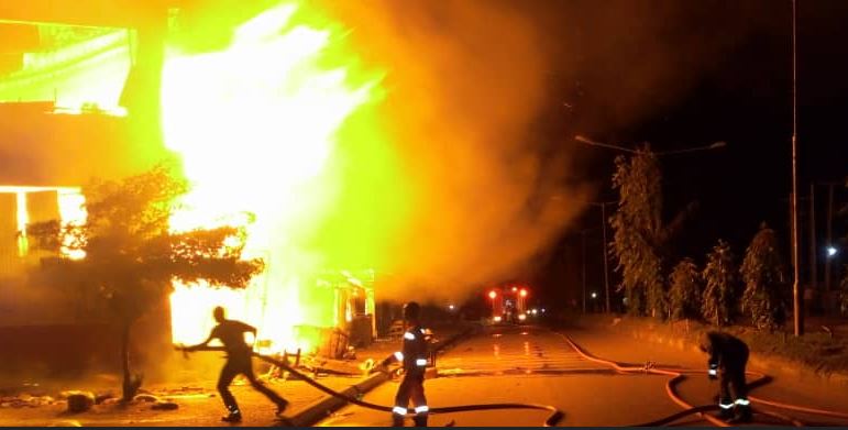 Newspaper ablaze