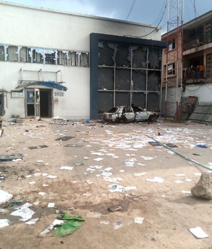 Hoodlums destroyed properties belonging to the bank