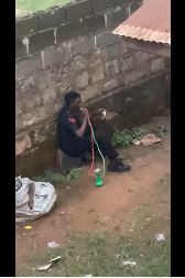 Policeman smokes
