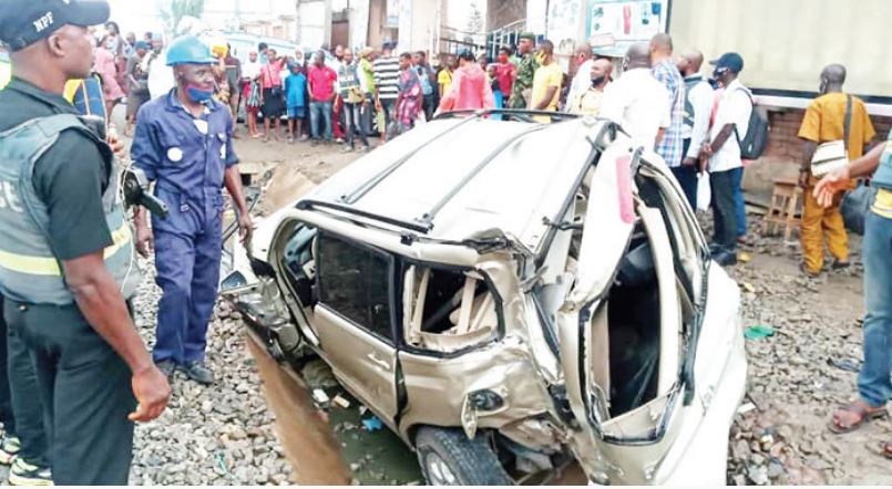 The train crushed the man to death while he ran to save his son inside SUV